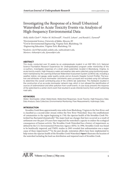 Investigating the Response of a Small Urbanized Watershed to Acute Toxicity Events Via Analysis of High-Frequency Environmental Data