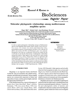 Molecular Phylogenetic Relationships Among Mediterranean Mugilidae Species