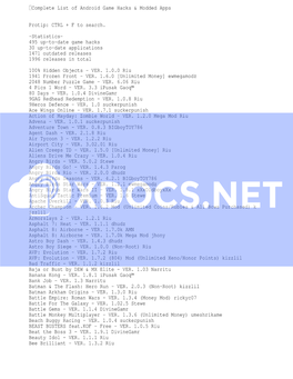 Complete List of Android Game Hacks & Modded Apps