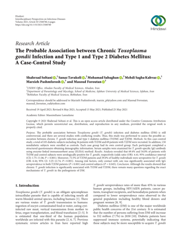 The Probable Association Between Chronic Toxoplasma Gondii Infection and Type 1 and Type 2 Diabetes Mellitus: a Case-Control Study