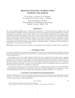 Quantum Harmonic Oscillator State Synthesis and Analysis∗