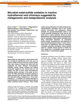 Microbial Metal-Sulfide Oxidation in Inactive Hydrothermal Vent