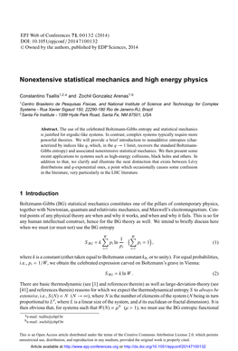 Nonextensive Statistical Mechanics and High Energy Physics