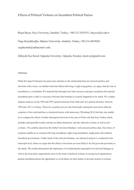 Effects of Political Violence on Incumbent Political Parties