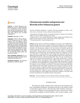 Chromosome Number and Genome Size Diversity in Five Solanaceae Genera Citation: A