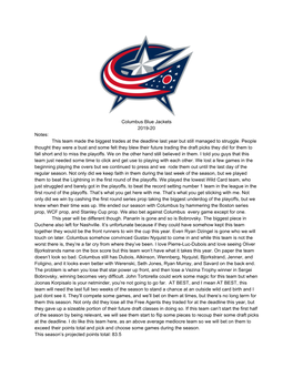 Columbus Blue Jackets 2019-20 Notes: This Team Made the Biggest Trades at the Deadline Last Year but Still Managed to Struggle