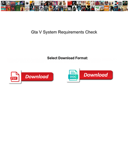 Gta V System Requirements Check