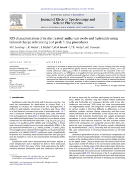 XPS Characterisation of in Situ Treated Lanthanum Oxide and Hydroxide Using Tailored Charge Referencing and Peak Fitting Procedu