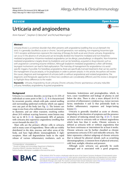 Urticaria and Angioedema Amin Kanani1*, Stephen D