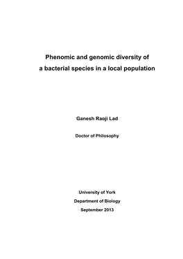 Phenomic and Genomic Diversity of a Bacterial Species in a Local Population