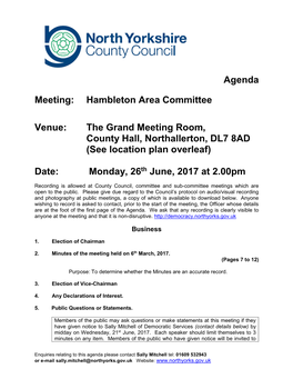 Agenda Meeting: Hambleton Area Committee Venue