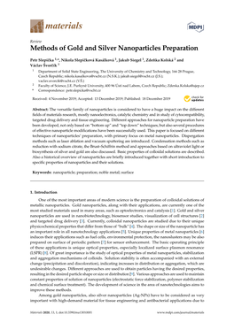 Methods of Gold and Silver Nanoparticles Preparation