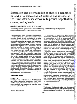 Separation and Determination of Phenol, Ac-Naphthol M