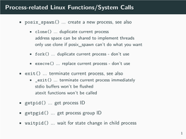 Process-Related Linux Functions/System Calls