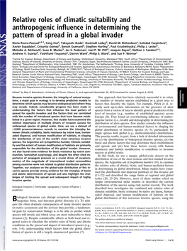 Relative Roles of Climatic Suitability and Anthropogenic Influence In