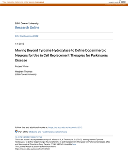 Moving Beyond Tyrosine Hydroxylase to Define Dopaminergic Neurons for Use in Cell Replacement Therapies for Parkinson's Disease