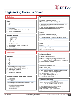 Engineering Formula Sheet