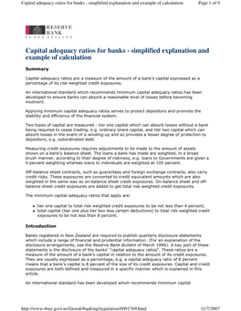 Capital Adequacy Ratios for Banks - Simplified Explanation and Example of Calculation Page 1 of 9