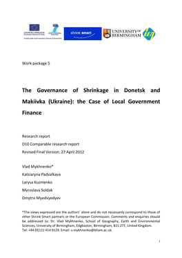 The Governance of Shrinkage in Donetsk and Makiivka (Ukraine): the Case of Local Government Finance