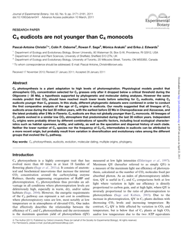 C4 Eudicots Are Not Younger Than C4 Monocots