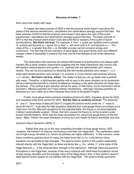 SM 7 1 Structure of Matter, 7 More About the Matter with Mass to Repeat, the Basic Premise of QED Is That the Physical World