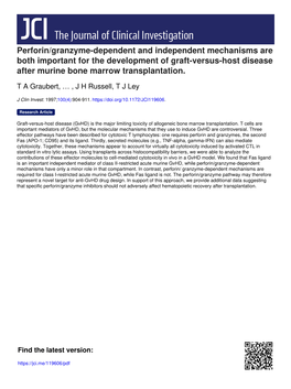 Perforin/Granzyme-Dependent and Independent Mechanisms Are Both Important for the Development of Graft-Versus-Host Disease After Murine Bone Marrow Transplantation