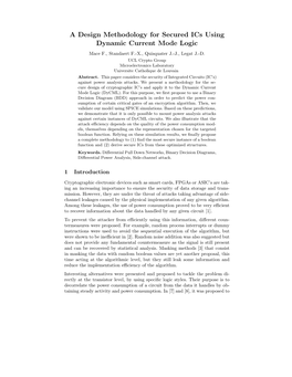 A Design Methodology for Secured Ics Using Dynamic Current Mode Logic