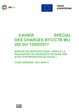 Cahier Spécial Des Charges Btc/Ctb Mli 282 Du 15/05/2017