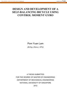 Design and Development of a Self-Balancing Bicycle Using Control Moment Gyro