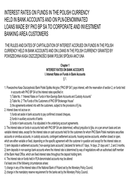 Interest Rates on Funds in the Polish Currency