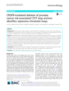 CRISPR-Mediated Deletion of Prostate Cancer Risk-Associated CTCF Loop Anchors Identifies Repressive Chromatin Loops Yu Guo1, Andrew A