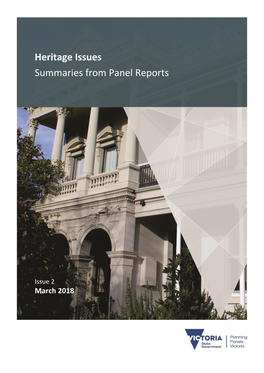 Heritage Issues Summaries from Panel Reports