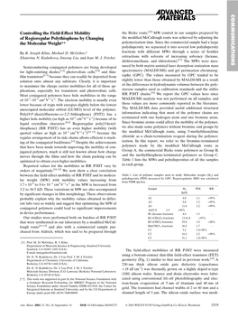 Controlling the Field-Effect Mobility of Regioregular Polythiophene By