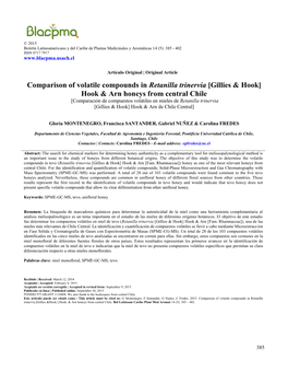 Comparison of Volatile Compounds in Retanilla Trinervia