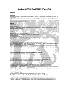 Facial Nerve Paresis/Paralysis