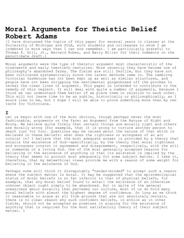 Moral Arguments for Theistic Belief Robert Adams