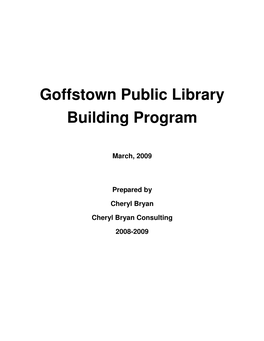Goffstown Public Library Building Program