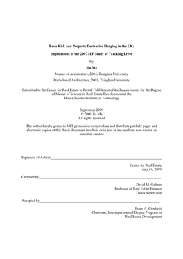 Basis Risk and Property Derivative Hedging in the UK