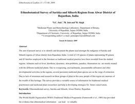 Ethnobotanical Survey of Sariska and Siliserh Regions from Alwar District of Rajasthan, India