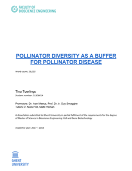 Pollinator Diversity As a Buffer for Pollinator Disease