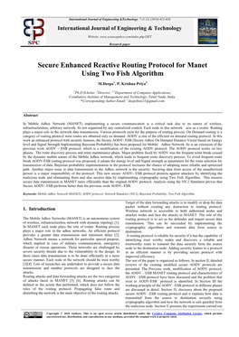 Secure Enhanced Reactive Routing Protocol for Manet Using Two Fish Algorithm