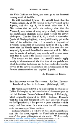 The Philosophy of the Upanishads. by Paul Deussen