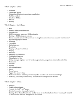 Title 16 Chapter 5 Crimes • Homicide • Assault and Battery • Kidnapping