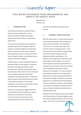 Cold Water Discharges from Impoundments and Impacts on Aquatic Biota