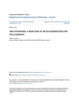 Zinc Phosphide−A New Look at an Old Rodenticide for Field Rodents