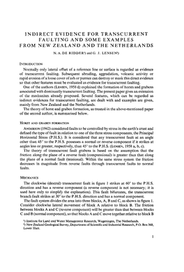 Indirect Evidence for Transcurrent Faulting and Some Examples from New Zealand and the Netherlands N