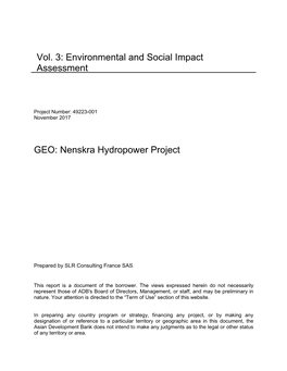 Vol. 3: Environmental and Social Impact Assessment GEO: Nenskra
