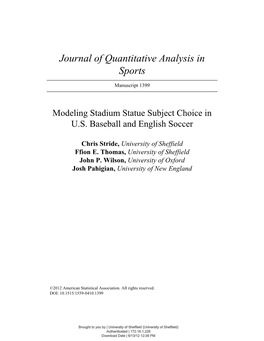 Journal of Quantitative Analysis in Sports