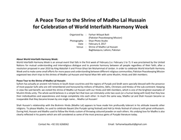 A Peace Tour to the Shrine of Madho Lal Hussain for Celebration of World Interfaith Harmony Week