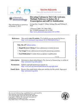 Transcription and Mrna Stabilization Multiple Pathways to Induce IL-4